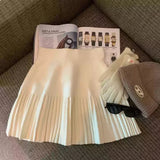 Knitted Pleated Mink Skirt-Outfit