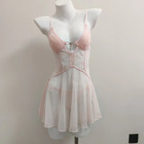 Fongt Romantic Sexy Pajamas Summer Women's 2025 New Lace-Thin Pure-Wanbic Wind With Chest Cushions With Sleeping Skirt