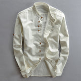 Fongt 2025 New Men's Casual Linen Shirt Gentlemen's Wind Collar Wish Cotton T-Shirt