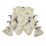 Aesthetics Lace Shirt Grunge Gothic Irregular Blouses Fairy Harajuku Bandage Vintage Lolita Clothes Mall Goth-Outfit