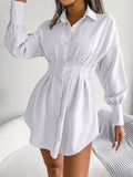 Wind Shooting Spring And Summer Leisure Lantern Sleeves Waist Asymmetric Dress Shirt Dress Women's