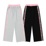 Striped Side Bow Sweatpants-Outfit