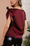Tie Shoulder Asymmetrical Neck