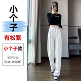 High Sense Suit Pants Female Spring And Summer High Waist Down Small Thin Black Straight Pants Narrow Version Wide Leg Pants-Outfit