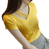 Fongt 2024 New V-Neck Slim Black Long-Sleeved T-Shirt Female Collarbone Niche Large Size White Hollow-Out Top-Outfit