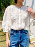 Fongt And Summer New French White Shirt Women's Sleeves Shirt Women Old Money Style Tops Shenzhen South Oil Women's