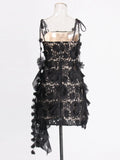 2025 New Fashion Sexy Flowers Splicing Design Tuxedo High-End Sling Bag Hip Dress