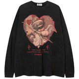Europe Love Angel Print Y2K Sweatshirt Hip Hop Cool Streetwear Oversized Pullover Dark Goth Tops Harajuku Kawaii