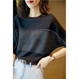 Fashion Round Neck Temperament Creative Pullovers for Women 2023 New Vintage Three Quarter Blouses Korean Top