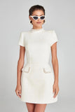 Tweed Solid Beaded Seam Mini Dress-Outfit