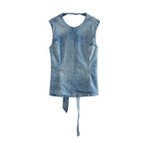 Summer Bowtie Jeans Sleeveless Blouse 6186049-Outfit