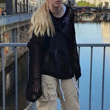 Hollow Out Star Crochet Knit Top-Outfit