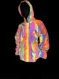 Multi-Pocket Function Style Dazzle Color Reflective Jacket Autumn And Winter Men's High-End Coat Warm Charge Suit Men's Clothing-Outfit