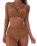 Fongt New Split High Waist Sexy Swimsuit Lady Small Chest Gathered Bikini