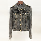 Fongt Star Fashion Lion Head Button Repair Water Denim Jacket Jacket In Autumn And Winter 2025