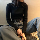 Fongt Sweater Woman With Bottom Shirt Autumn And Winter New Long Sleeves To Keep Warm Body Solid Color Knitted