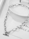 Simple Link Chain Toggle Necklace-Outfit