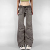 Fongt Cloth Forget Street Retro Pocket Bump Thread Low-Rise Jeans Can Be Styled Casual Trousers