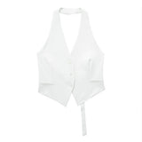 New Single-Breasted Shoulder Buckle Collar Halter Vest 7926446-Outfit
