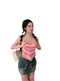 Fongt Hanging Neck Sling Female Summer New Love Striped Sweet Babes Vest Short Sleeveless
