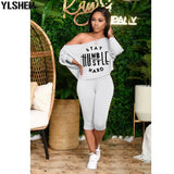 Two Piece Set Tracksuit Women Clothes African Dresses Dashiki Sloping Shoulder Top Shorts Pant Suits Jogging Vetement Femme
