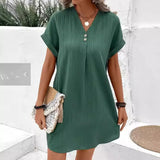 Fongt Women's 2025 New V Solid Color Coat Coat Comfortable Casual Button Dress