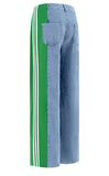 Fongt Women's New Casual Fashion High-Waisted Elastic Knitted Knitted Denim Straight