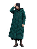 Chinese Wind Long White Duck Down Down Jacket Female 2024 Winter Retro Embroidery Add Thick Over The Knee Plate Button Large Size Coat Tide-Outfit