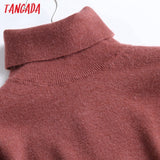 Chic Women 100% Wool Turtleneck Sweater Vintage Office Ladies Thin Knitted Jumper Tops