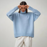 Women Turtleneck Sweater Knitted Oversized 2022 Autumn Winter Thick Warm Pullover Tops Ladies Casual Loose Female Pull