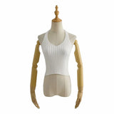 New Multicolor V-Collar Neck Suspender Summer Solid Color Bare Back Short Style Exposed Navel Wiped Chest Girl-Outfit