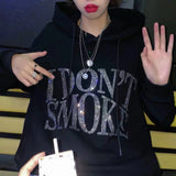 Gothic letters hot drilling hoodie new street fashion brand