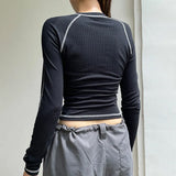 Fongt Hotgirl Function Wind Pit Strip Letter Print T-Shirt New Round Collar Slim Outside Wear Jacket Ins Tide-Outfit