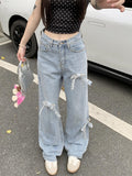 Denim Bow High Waist Wide Leg Jeans-Outfit