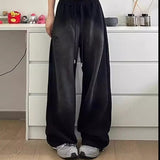 Logo Print Vintage Washed Baggy Sweatpants-Outfit