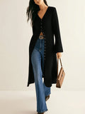 Fongt Retro Elegant Long-Sleeved Jacket Knitted Sweater Medium Long Model