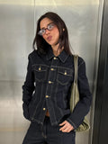 Fongt Water-Washed Denim Shirt Coat Split Design Design Display Waist Line Long-Sleeved Casual Women's Top