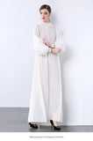 Fongt Folds Solid-Colored Dress Women's Niche Light-Cooked Three-Dimensional Flowers Loose Thin-Skinny Long Dress