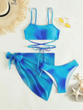 2025 Tie-Dye Bikini Women's Three-Piece Mesh Dress Split Bikini