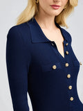 Fongt French Knitted Dress Elegant Knitted Long-Sleeved Women's Dress