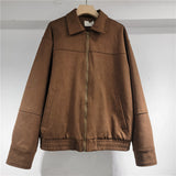 Fongt Women's 2025 New Retro Collar Imitation Leather Jacket Casual Coat