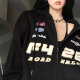 Vintage Embroidery Drawstring Oversized Hoodie-Outfit
