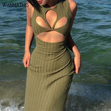 Floral Cut Out Sexy Dress Women's Party Dress Button Side Split Sleeveless Backless Maxi Dress Summer Elegant