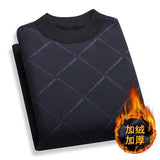 2023 Autumn Winter Middle-aged Men Sweater Thicken Warm Knitted Male Basic Sweater Plaid Pullover Shirt Jumper Sweater