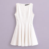 Spring Skate Sleeveless Solid Color Mini Dress 4043041-Outfit