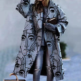 Fongt New 2025 Autumn Women's Long-Sleeved Collar Coat Prints The Long