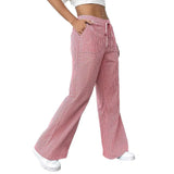 Fongt New Striped Trousers Casual Street Fashion Loose Broad-Legged Women