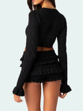Crop Top & Ruffled Shorts Two Piece