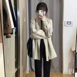 Fongt Version Of Long Knit Sweater Coat Female 2024 Autumn Winter New Add Thick Loose Lazy Wind-Outfit
