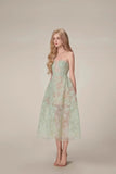 Sheer Lace Layered Strapless Midi Dress-Outfit